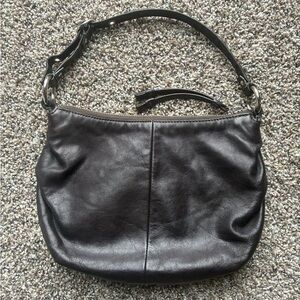Y2K Coach Ali Leather Shoulder Bag Small Dark Brown/black 42732
